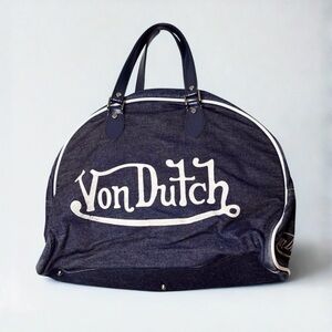 Von Dutch Denim Contrast Stitch Travel Bag